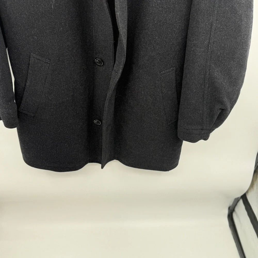 Mark Shale Wool Blend Carter Jacket Mens 42R Charcoal Zip Coat Winter Minimalist